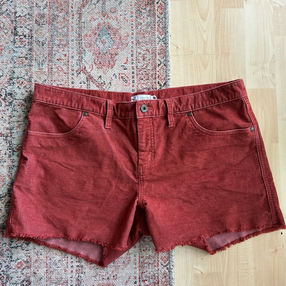 Carve Designs Red Jean Shorts with Frayed Hem